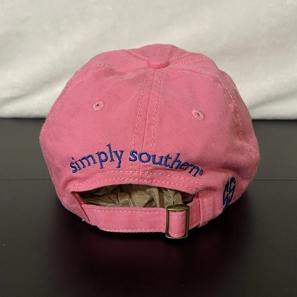 Simply Southern SEAS THE DAY Beach Ocean Embroidered Hat Cap Adjustable Pink